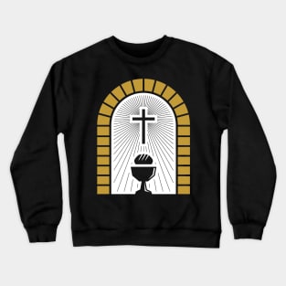 Cross, holy chalice and bread. Crewneck Sweatshirt